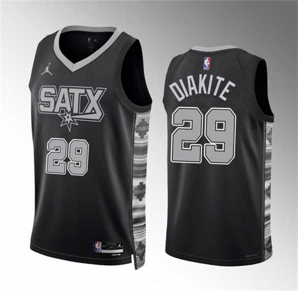 Men%27s San Antonio Spurs #29 Mamadi Diakite Black Statement Edition Stitched Basketball Jersey Dzhi->san antonio spurs->NBA Jersey